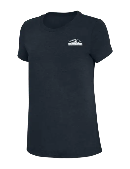 Womens Simply Soft Navy 4.5oz Poly/Combed Ring Spun Cotton T-Shirt w/McPeek Racing Logo