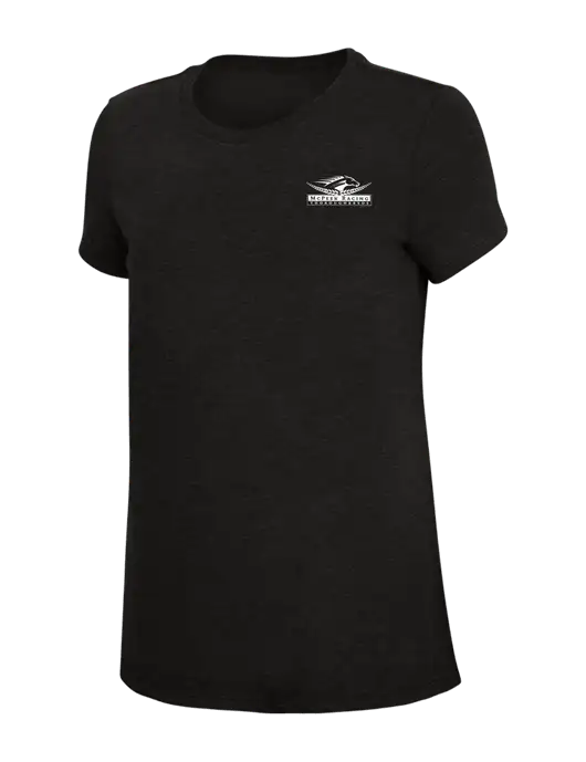 Womens Simply Soft Black 4.5oz Poly/Combed Ring Spun Cotton T-Shirt w/McPeek Racing Logo