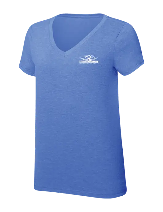 Womens Simply Soft V-Neck Royal Frost 4.5oz  Poly/Combed Ring Spun Cotton T-Shirt w/McPeek Racing Logo