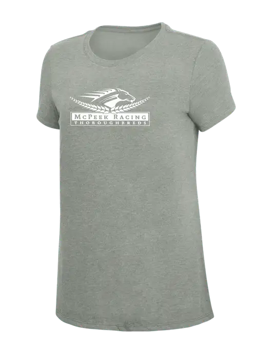 Womens Simply Soft Grey Frost 4.5oz  Poly/Combed Ring Spun Cotton T-Shirt w/McPeek Racing Logo