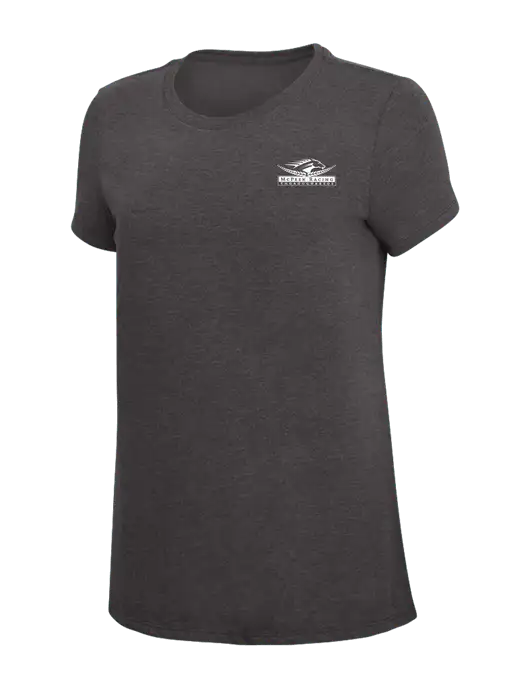 Womens Simply Soft Heather Charcoal 4.5oz  Poly/Combed Ring Spun Cotton T-Shirt w/McPeek Racing Logo