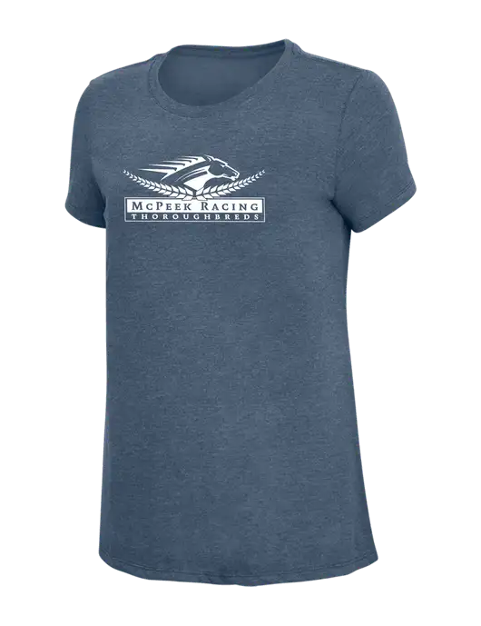 Womens Simply Soft Navy Frost 4.5oz  Poly/Combed Ring Spun Cotton T-Shirt w/McPeek Racing Logo