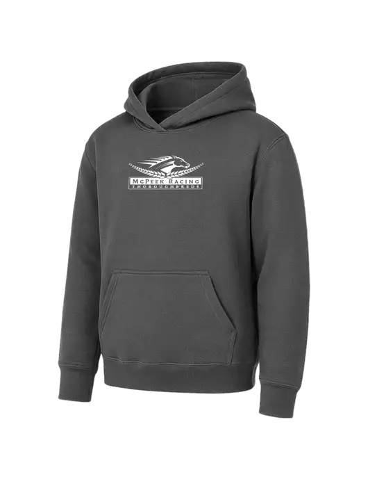 Youth Charcoal 7.8 oz Pullover Hooded Sweatshirt w/McPeek Racing Logo
