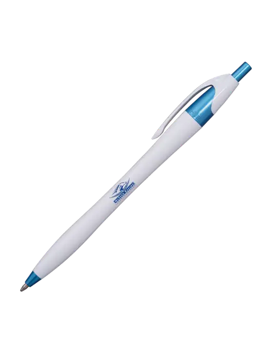 Novella White/Blue Shimmer Pen - Blue Ink w/McPeek Racing Logo