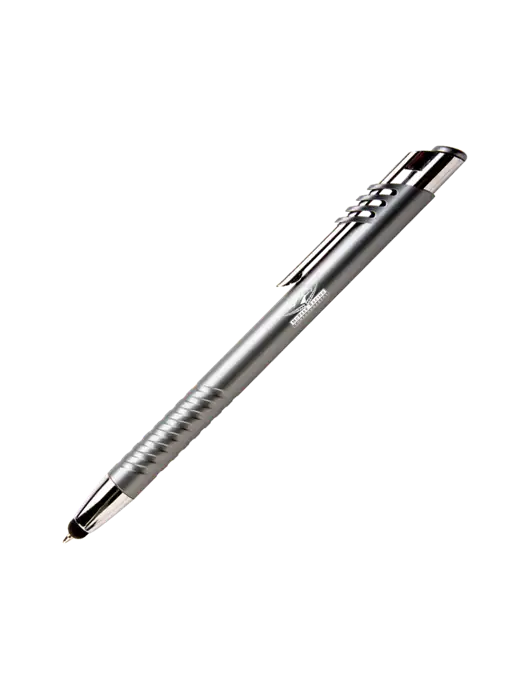 Schirhart Grey Stylus Pen - Blue Ink w/McPeek Racing Logo
