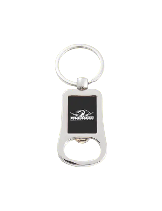 Silver & Black Bottle Opener Keychain w/McPeek Racing Logo