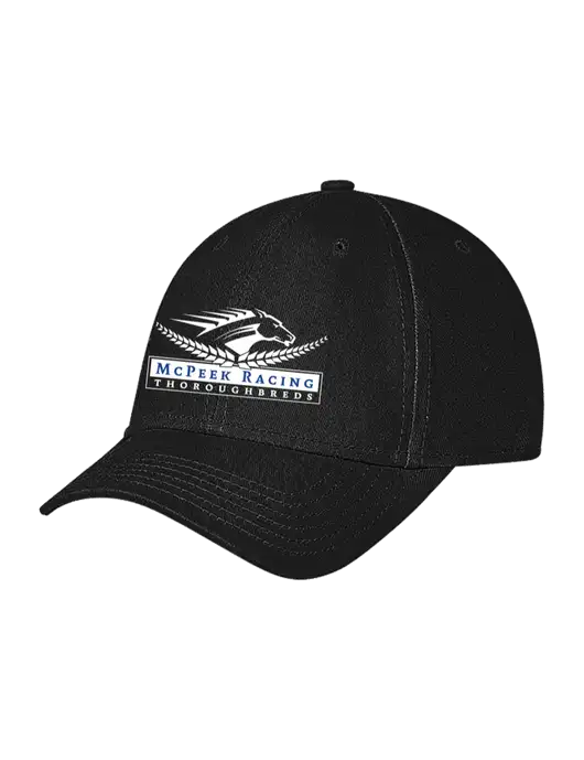 Black Structured Soft Snap Closure Hook & Loop Cap w/McPeek Racing Logo