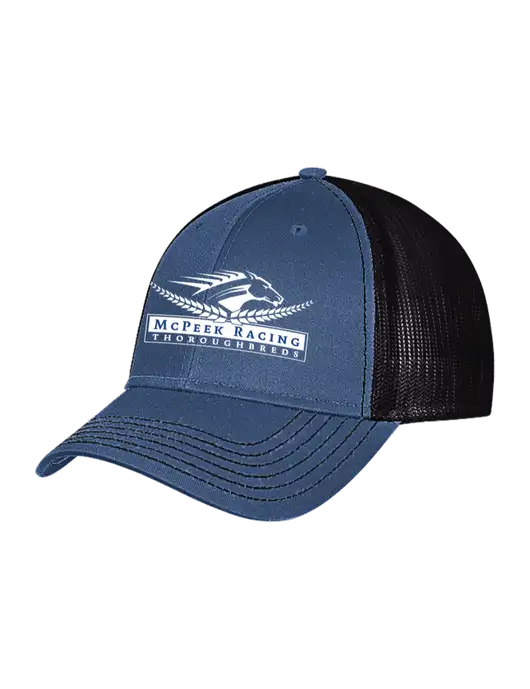 Dark Royal/Black Mesh Trucker Cap Snap Back w/McPeek Racing Logo