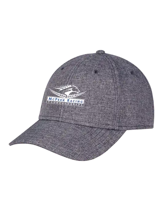 Heather Charcoal Structured Linen Look Cap Hook & Loop w/McPeek Racing Logo