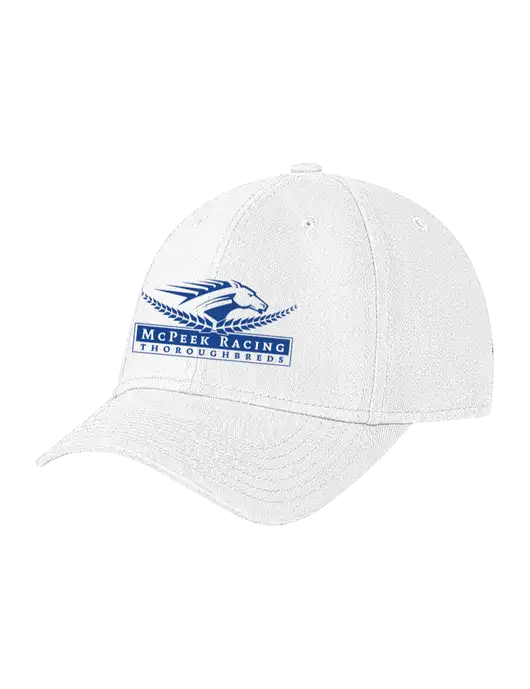 White Structured Soft Snap Closure Hook & Loop Cap w/McPeek Racing Logo