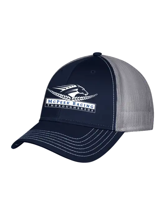 Navy/Grey Mesh Trucker Cap Snap Back w/McPeek Racing Logo