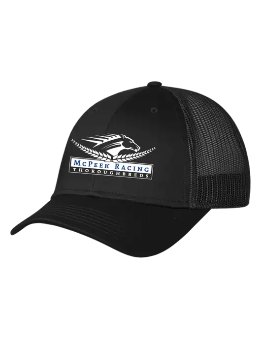Black Mesh Trucker Cap Snap Back w/McPeek Racing Logo
