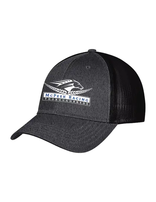 Charcoal Heather/Black Mesh Trucker Cap Snap Back w/McPeek Racing Logo