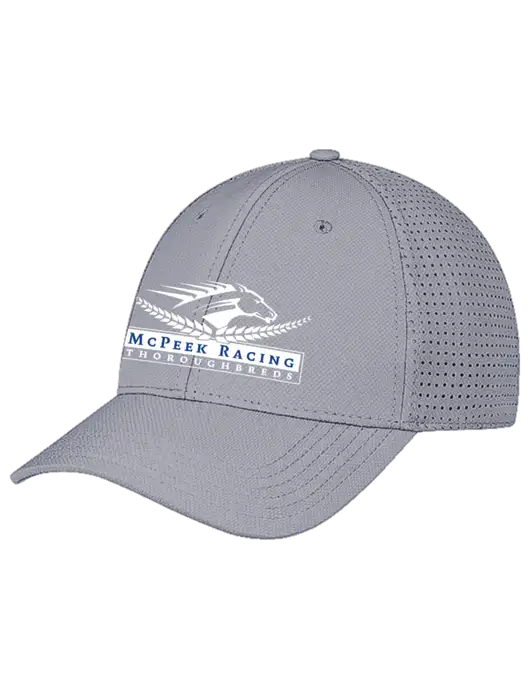 Grey Performance Stretchable Cap Hook & Loop w/McPeek Racing Logo
