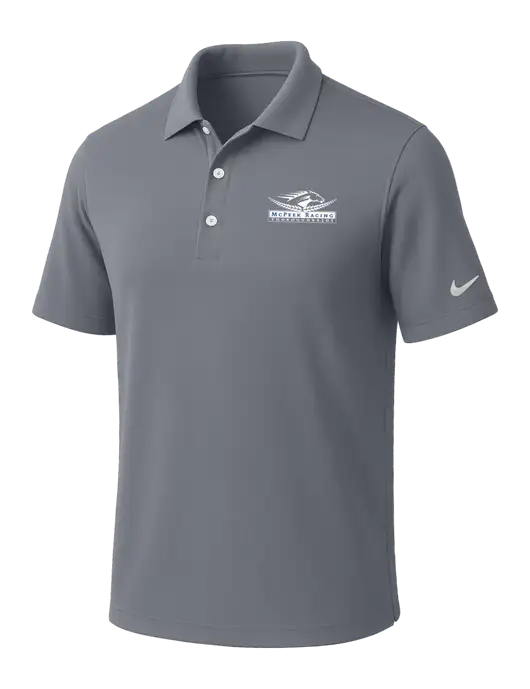 NIKE Medium Grey Dri-Fit Micro Pique Polo w/McPeek Racing Logo