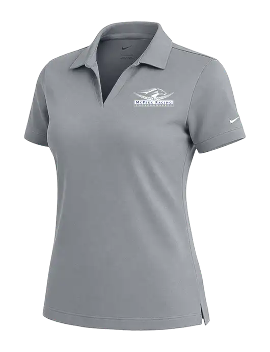 NIKE Medium Grey Womens Dri-Fit Micro Pique Polo w/McPeek Racing Logo