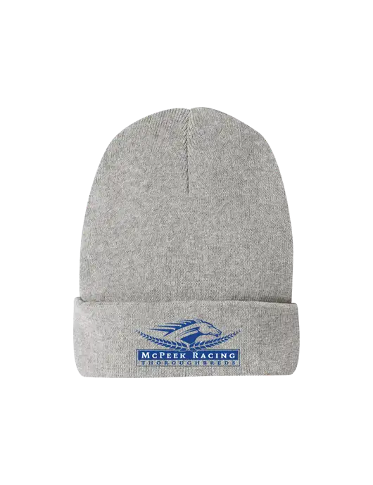 Recycled Light Heather Grey Beanie w/McPeek Racing Logo