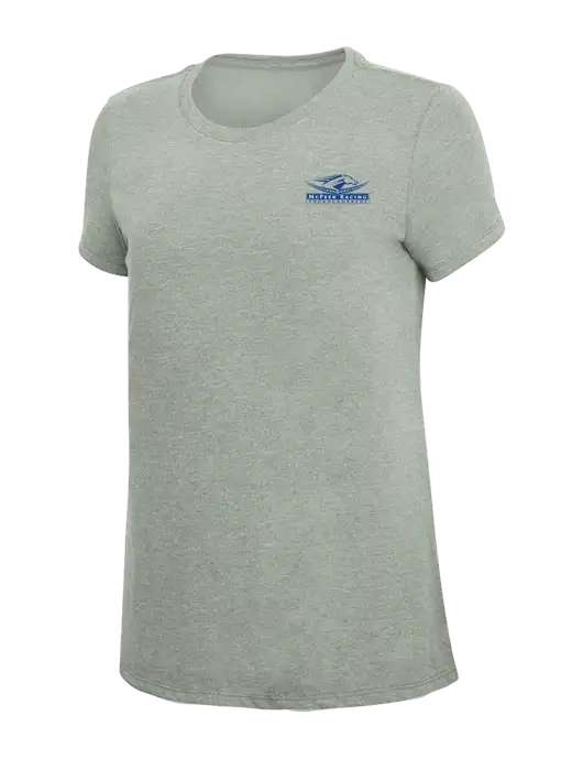 Womens Simply Soft Heathered Light Grey 4.5oz Poly/Combed Ring Spun Cotton T-Shirt w/McPeek Racing Logo