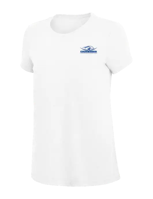 Womens Simply Soft White 4.5oz Poly/Combed Ring Spun Cotton T-Shirt
 w/McPeek Racing Logo