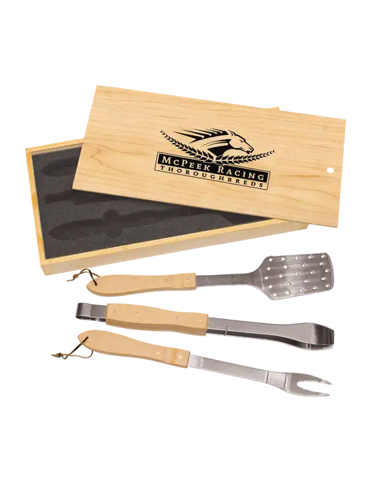 Wood BBQ Gift Set w/McPeek Racing Logo