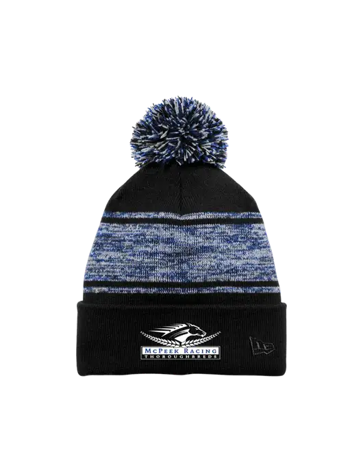 New Era Black/Royal Knit Chilled Pom Beanie w/McPeek Racing Logo