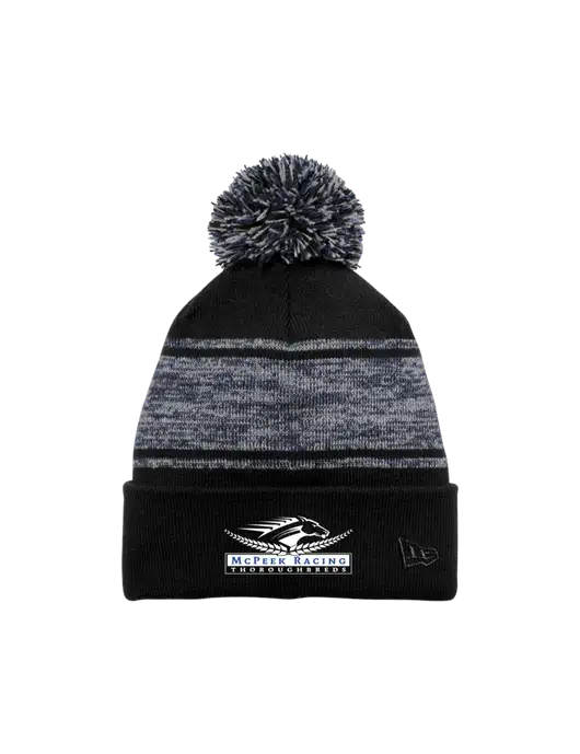 New Era Black/Navy Knit Chilled Pom Beanie w/McPeek Racing Logo