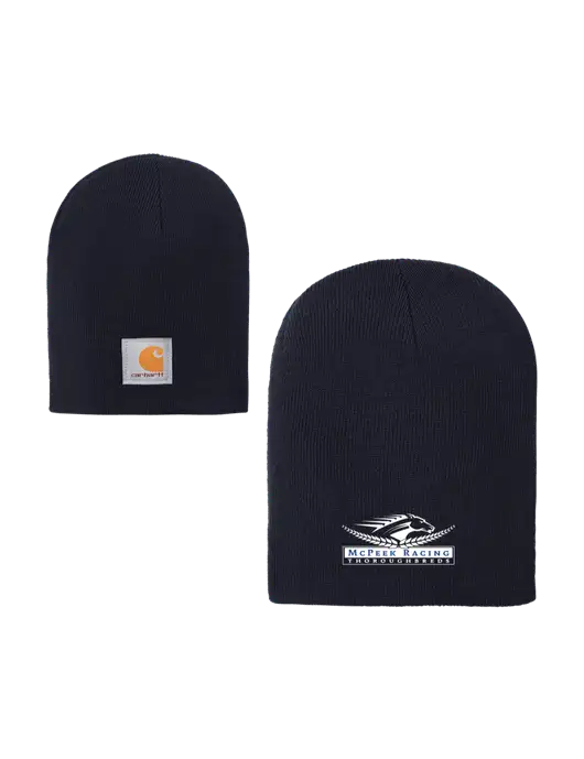Carhartt Dark Navy Acrylic Knit Hat w/McPeek Racing Logo