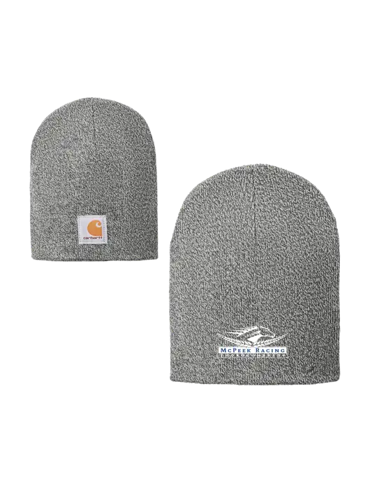 Carhartt Medium Grey Heather Acrylic Knit Hat w/McPeek Racing Logo