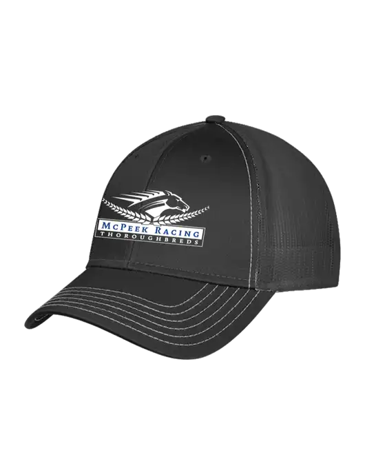 Charcoal Grey Mesh Trucker Cap Snap Back w/McPeek Racing Logo