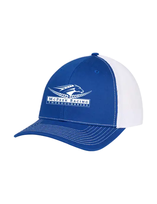 Richardson Adjustable Snapback Original 112 Trucker Cap Royal w/White Mesh w/McPeek Racing Logo