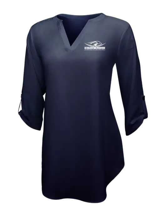 Navy Womens 3/4 Sleeve Tunic Blouse w/McPeek Racing Logo