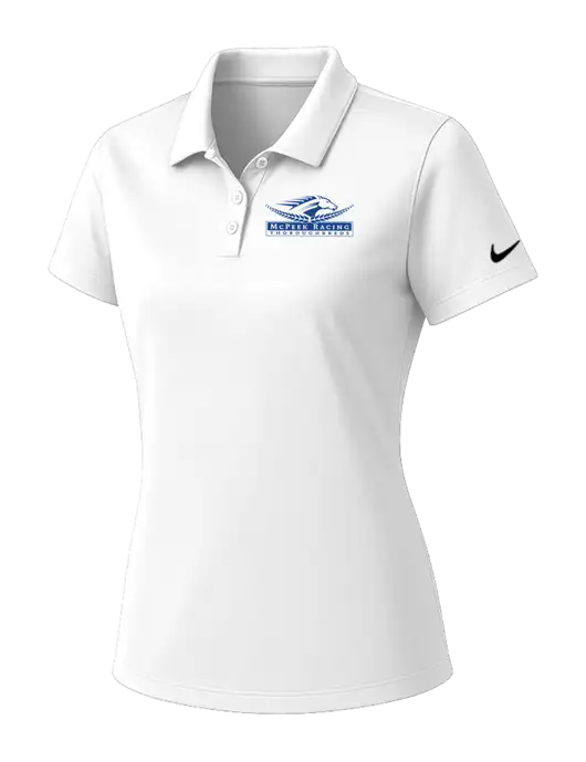 Nike Womens White Dry Essential Solid Polo w/McPeek Racing Logo