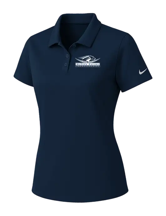Nike Womens Navy Dry Essential Solid Polo w/McPeek Racing Logo