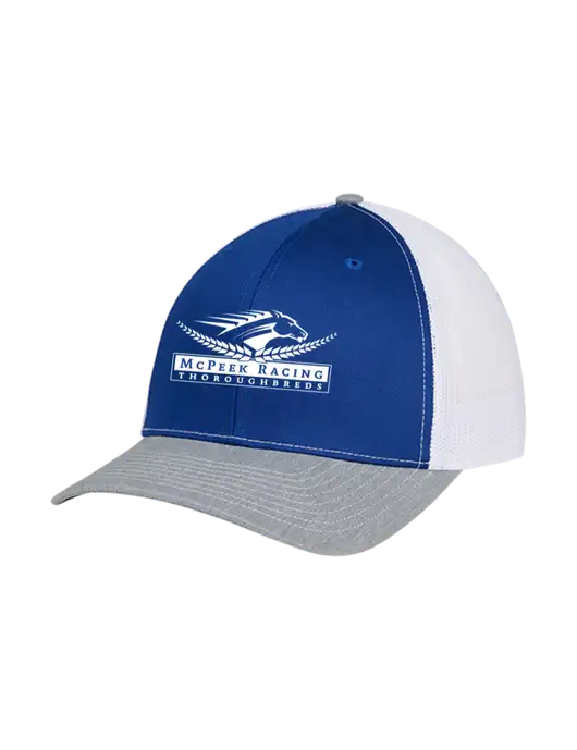 Richardson Adjustable Snapback Original 112 Trucker Cap Royal/HeatherGrey/White Mesh w/McPeek Racing Logo