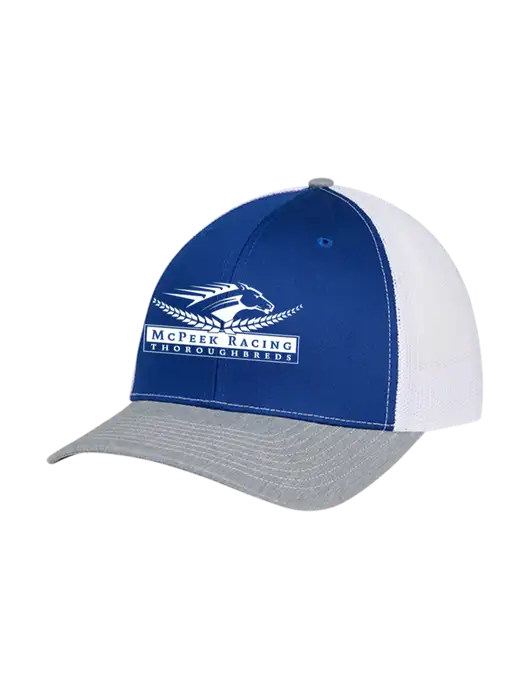 Richardson Adjustable Snapback Original 112 Trucker Cap Royal/HeatherGrey/White Mesh w/McPeek Racing Logo