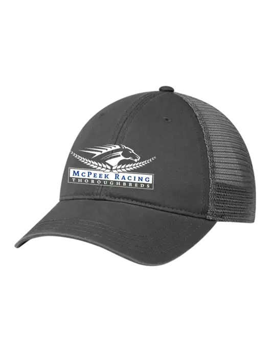 Richardson 111 Garment Washed Trucker Cap Charcoal w/Charcoal Mesh w/McPeek Racing Logo