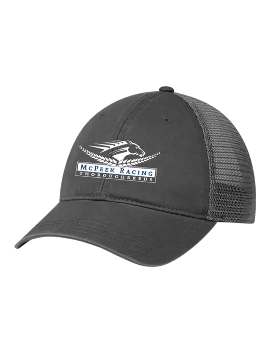 Richardson 111 Garment Washed Trucker Cap Charcoal w/Charcoal Mesh w/McPeek Racing Logo