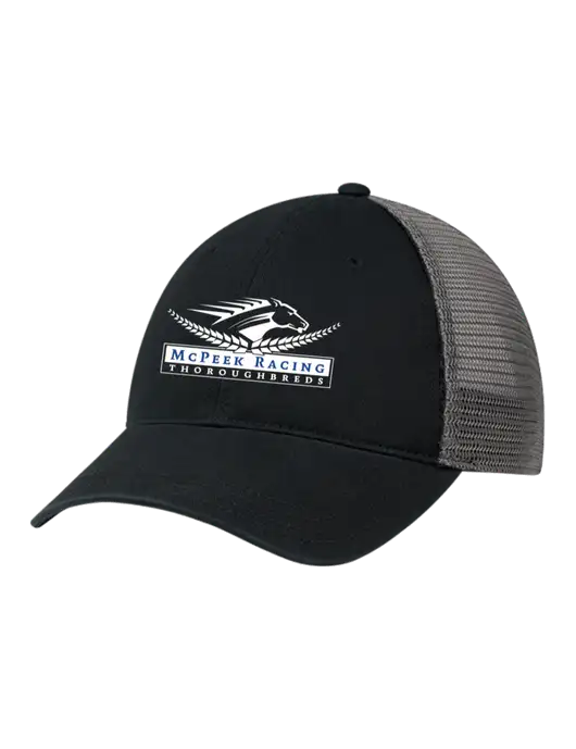 Richardson 111 Garment Washed Trucker Cap Black w/Charcoal Mesh w/McPeek Racing Logo