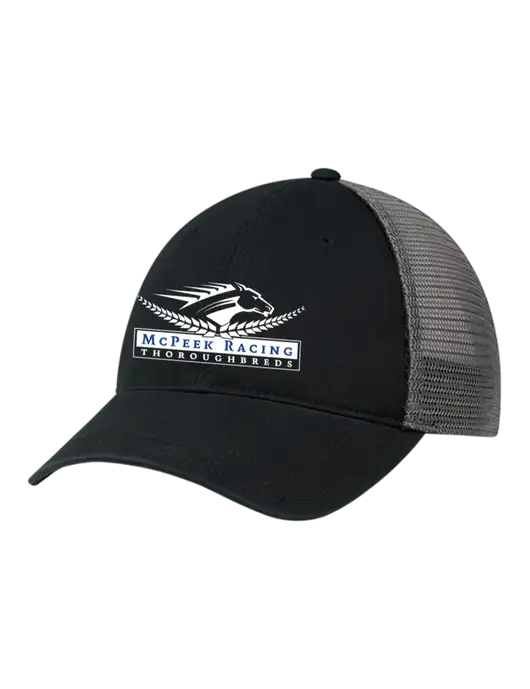 Richardson 111 Garment Washed Trucker Cap Black w/Charcoal Mesh w/McPeek Racing Logo