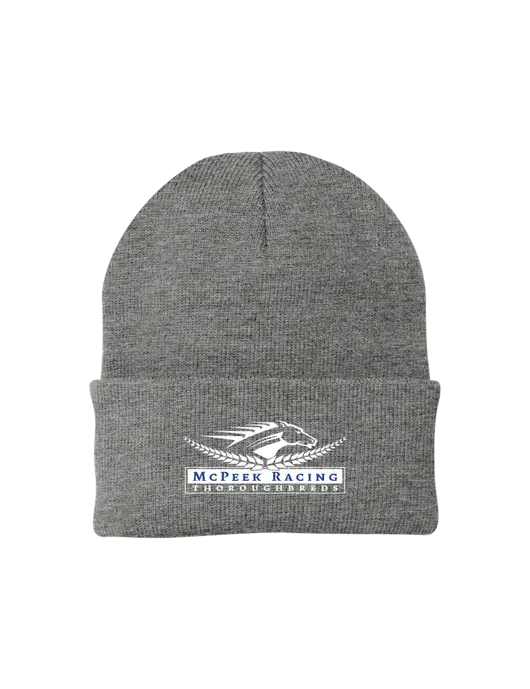 Medium Grey Heather Knit Cap w/McPeek Racing Logo