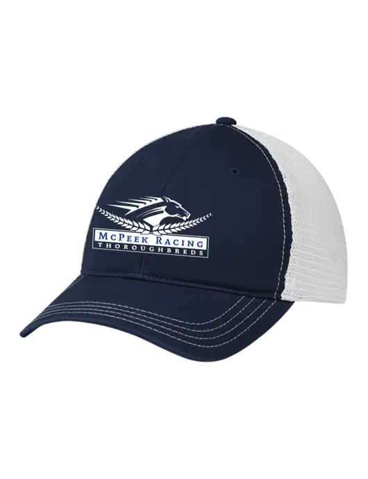 Richardson 111 Garment Washed Trucker Cap Navy w/White Mesh w/McPeek Racing Logo