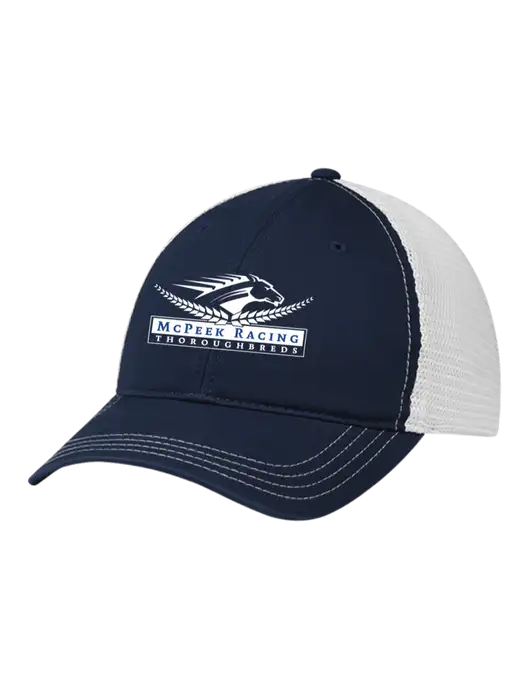 Richardson 111 Garment Washed Trucker Cap Navy w/White Mesh w/McPeek Racing Logo