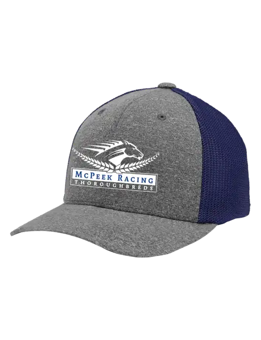 Flexfit Navy/Medium Grey Heather Melange Mesh Back Trucker Cap w/McPeek Racing Logo