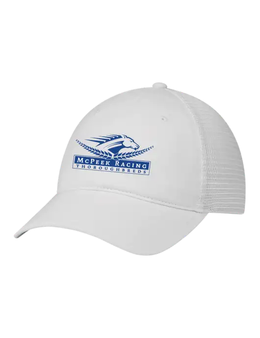 Richardson 111 Garment Washed Trucker Cap White w/White Mesh w/McPeek Racing Logo