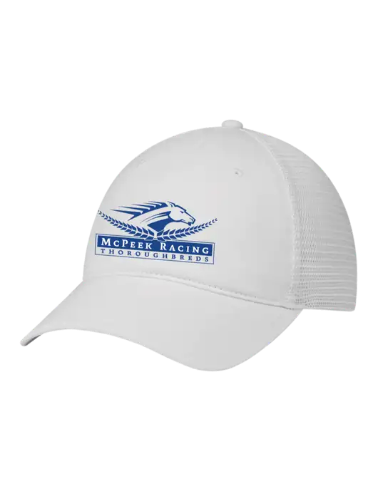Richardson 111 Garment Washed Trucker Cap White w/White Mesh w/McPeek Racing Logo