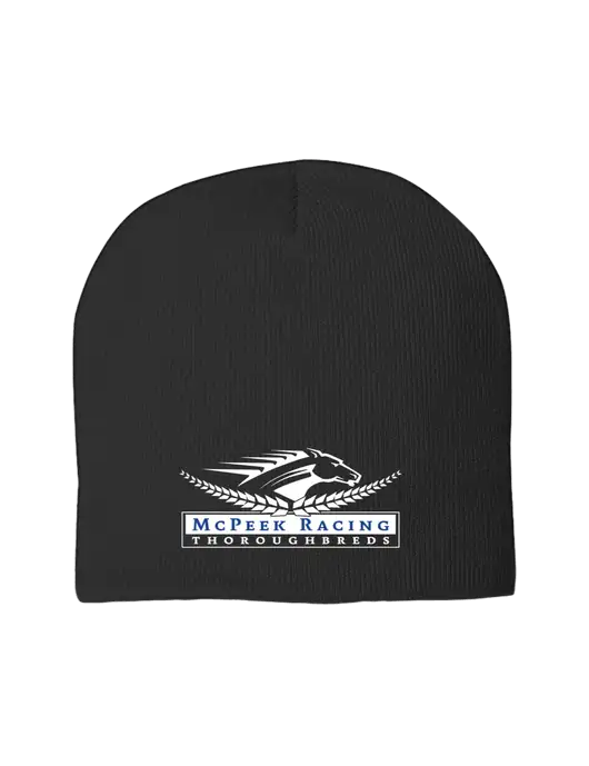 Solid Black Element Knit Beanie w/McPeek Racing Logo