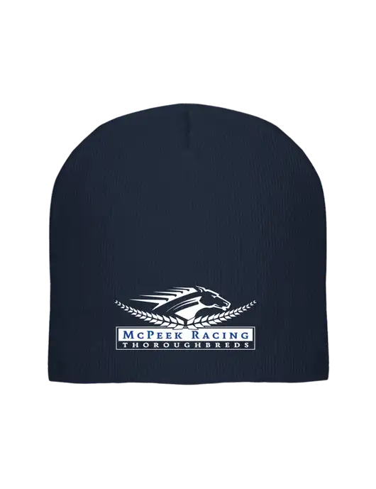 Solid Navy Element Knit Beanie w/McPeek Racing Logo