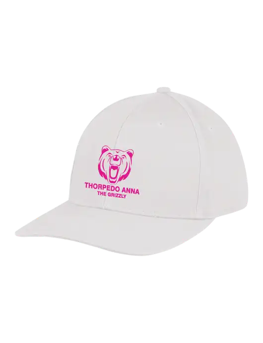 Premium Modern Structured Twill White Snapback Cap w/Thorpedo Anna Logo
