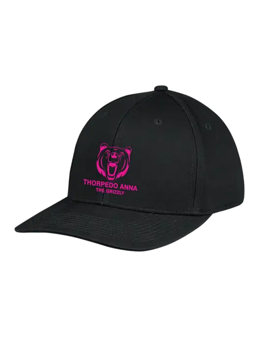 Premium Modern Structured Twill Black Snapback Cap w/Thorpedo Anna Logo