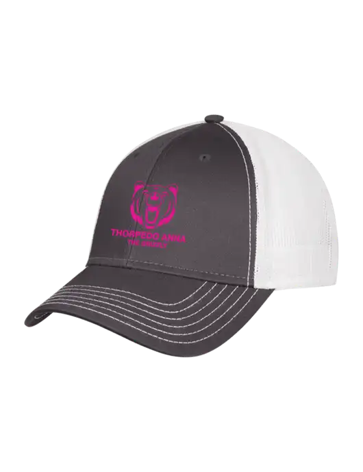 Dark Grey/White Mesh Trucker Cap Snap Back w/Thorpedo Anna Logo